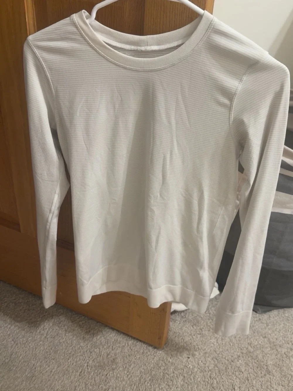 lululemon athletica White Ribbed Crew Neck Long Sleeve Sweater